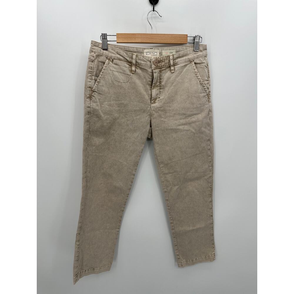 Anthropologie‎ Chino Slim Khaki Brown Cropped Ankle Pants Women 26 Slim EZ20